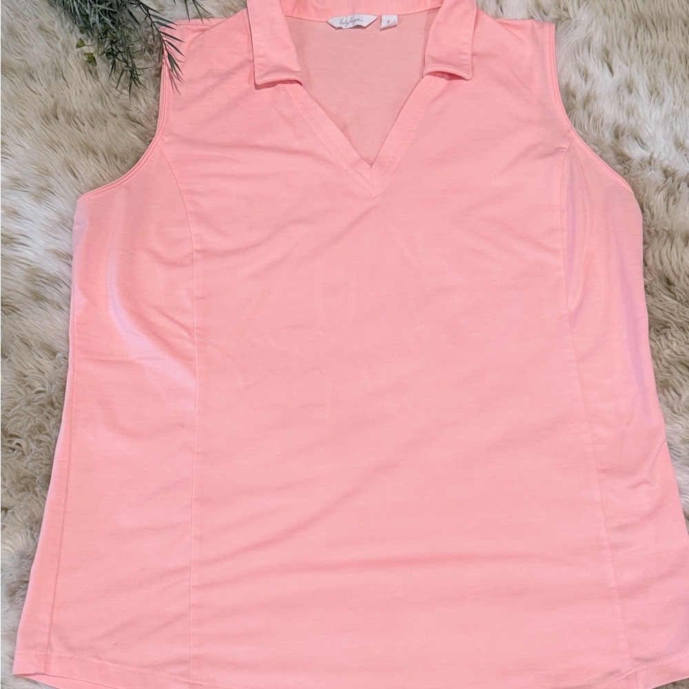 Lady Hagen Sleeveless Polo Tank in Light Pink